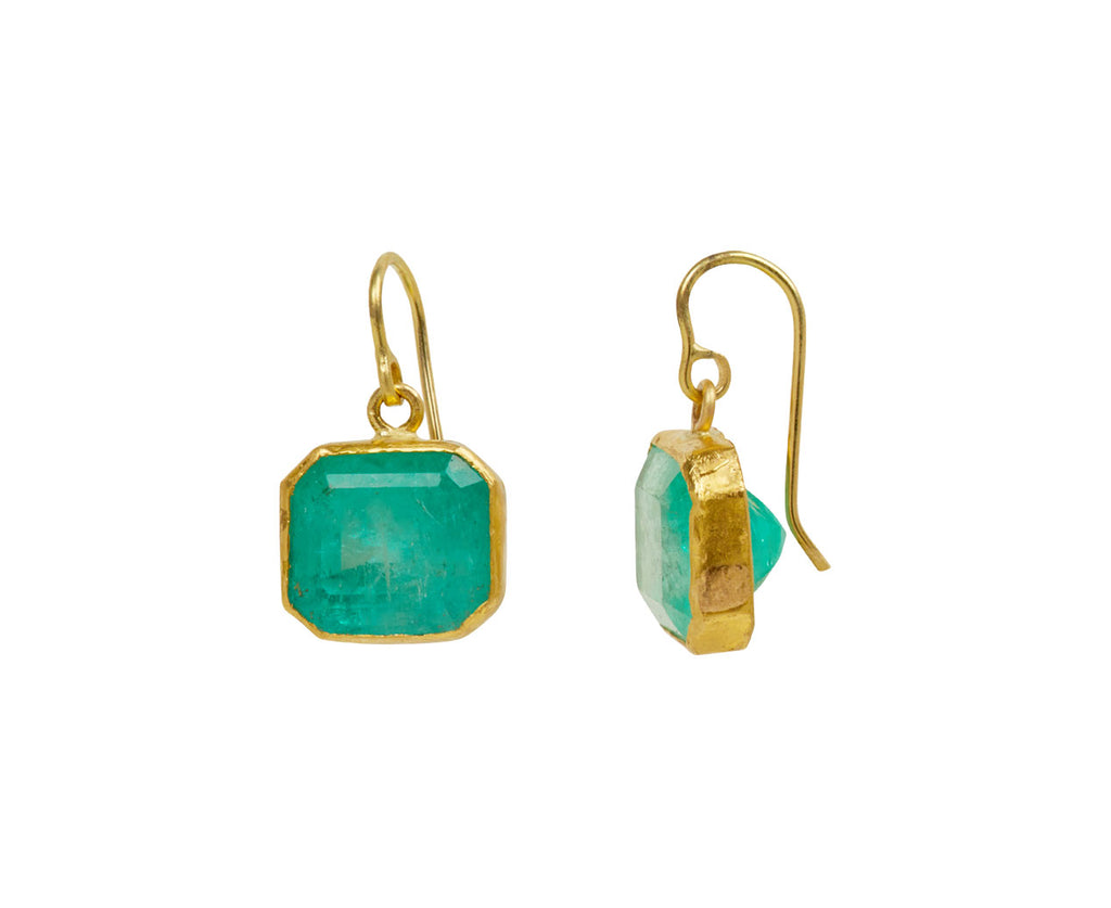 Square Colombian Emerald Earrings