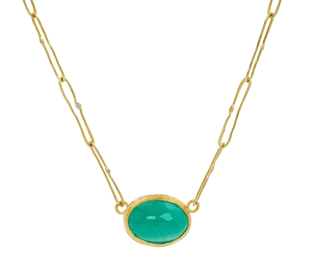 Bright Green Cabochon Emerald Echo Necklace