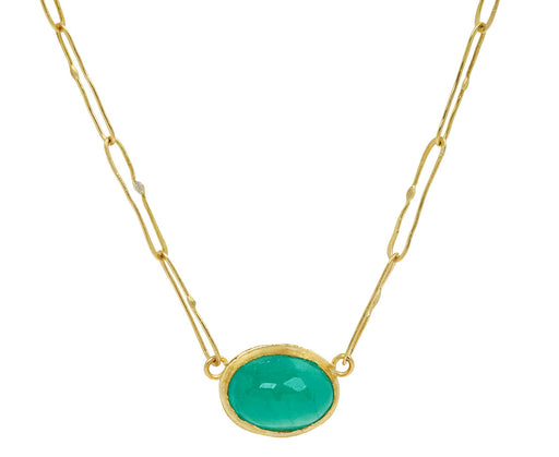 Bright Green Cabochon Emerald Echo Necklace