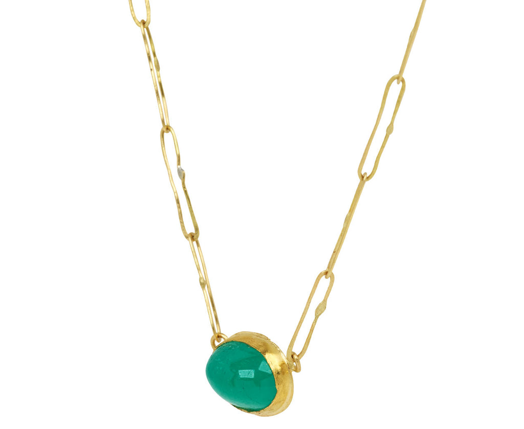 Bright Green Cabochon Emerald Echo Necklace