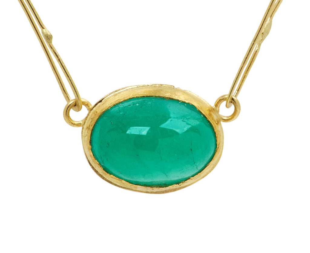 Bright Green Cabochon Emerald Echo Necklace