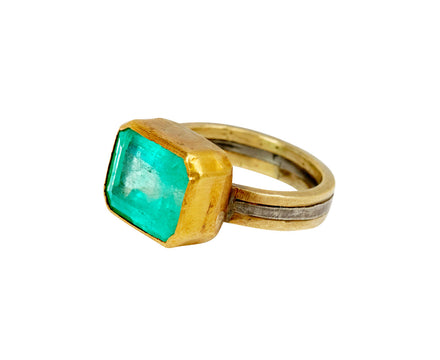 Lovely Rectangular Colombian Emerald Ring - TWISTonline 