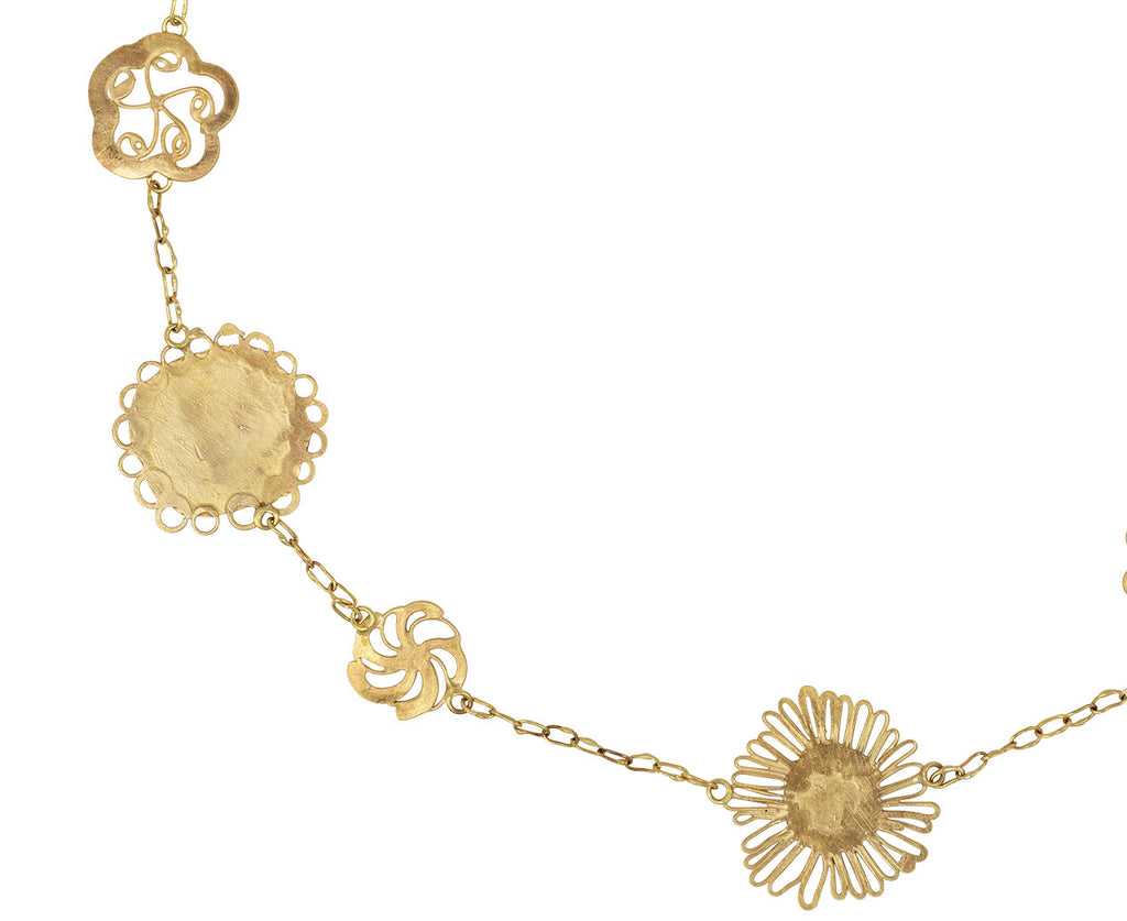 Tea Length Gold Flowery Necklace