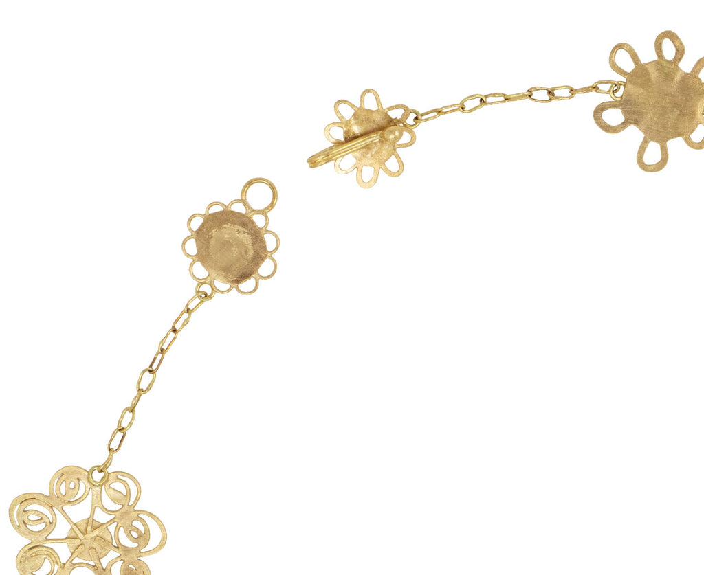 Tea Length Gold Flowery Necklace
