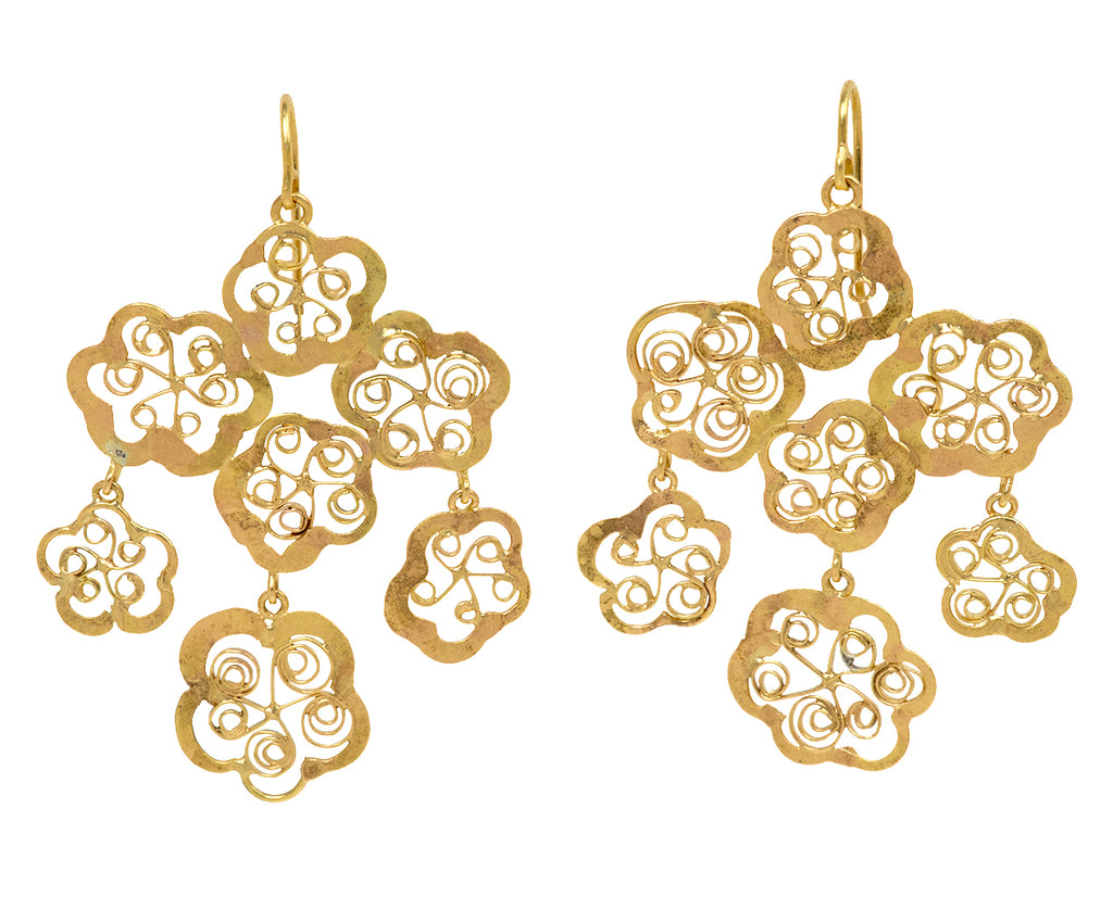 Spirally Flowery Chandelier Earrings