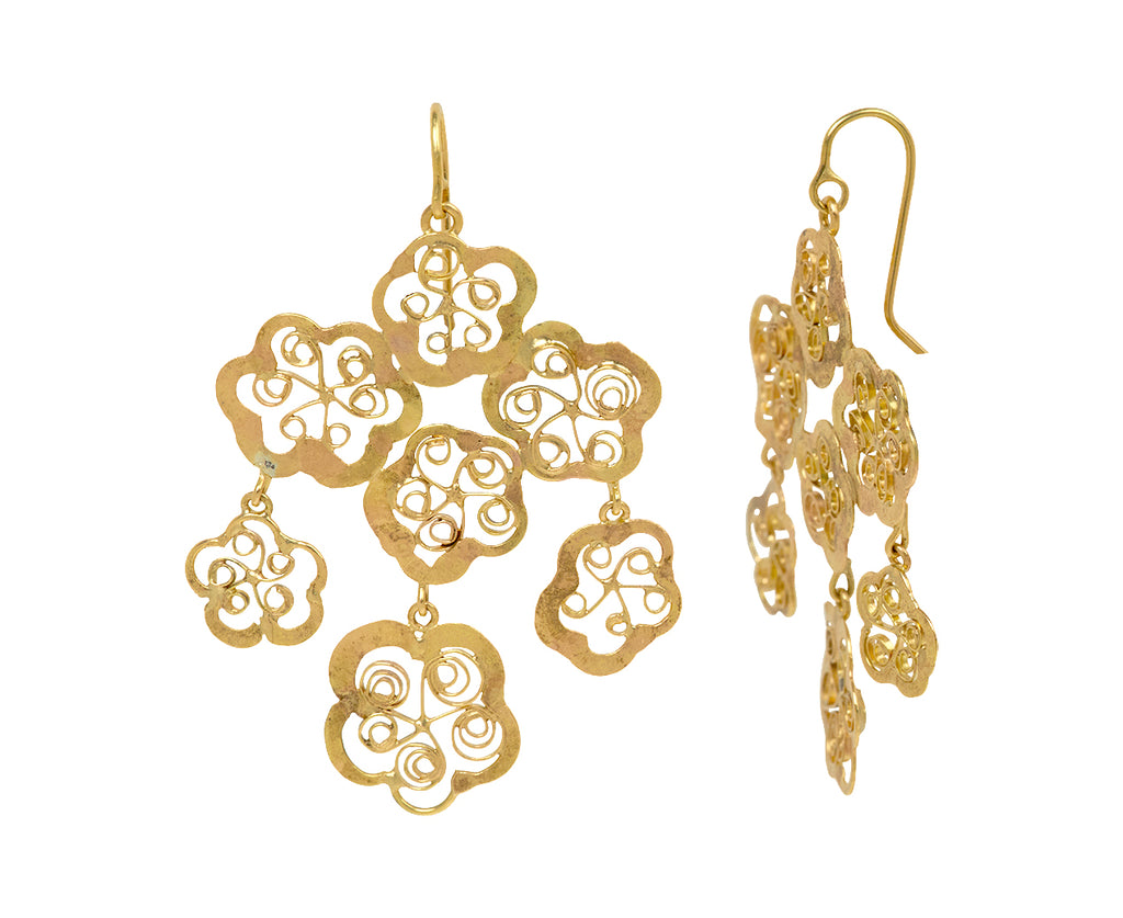 Spirally Flowery Chandelier Earrings