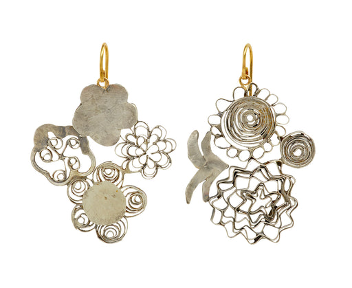Silver Flower Chandelier Earrings