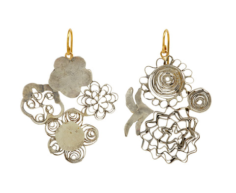 Silver Flower Chandelier Earrings