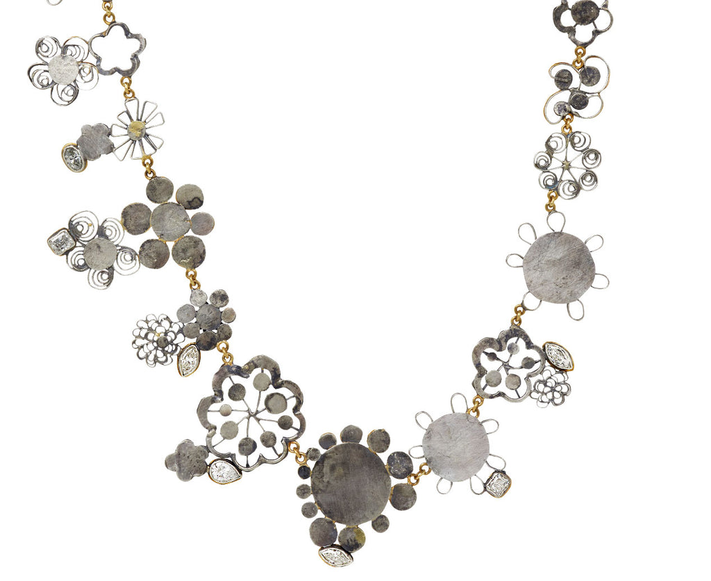 Silver Flowery Diamond Necklace