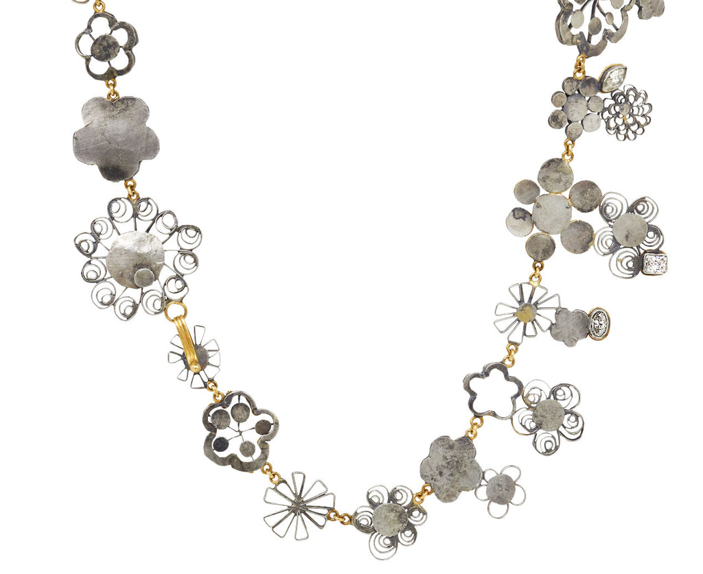 Silver Flowery Diamond Necklace