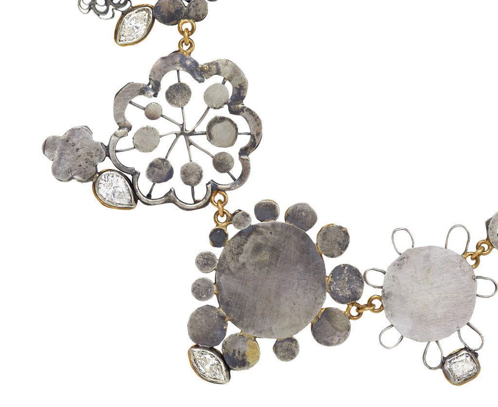 Silver Flowery Diamond Necklace