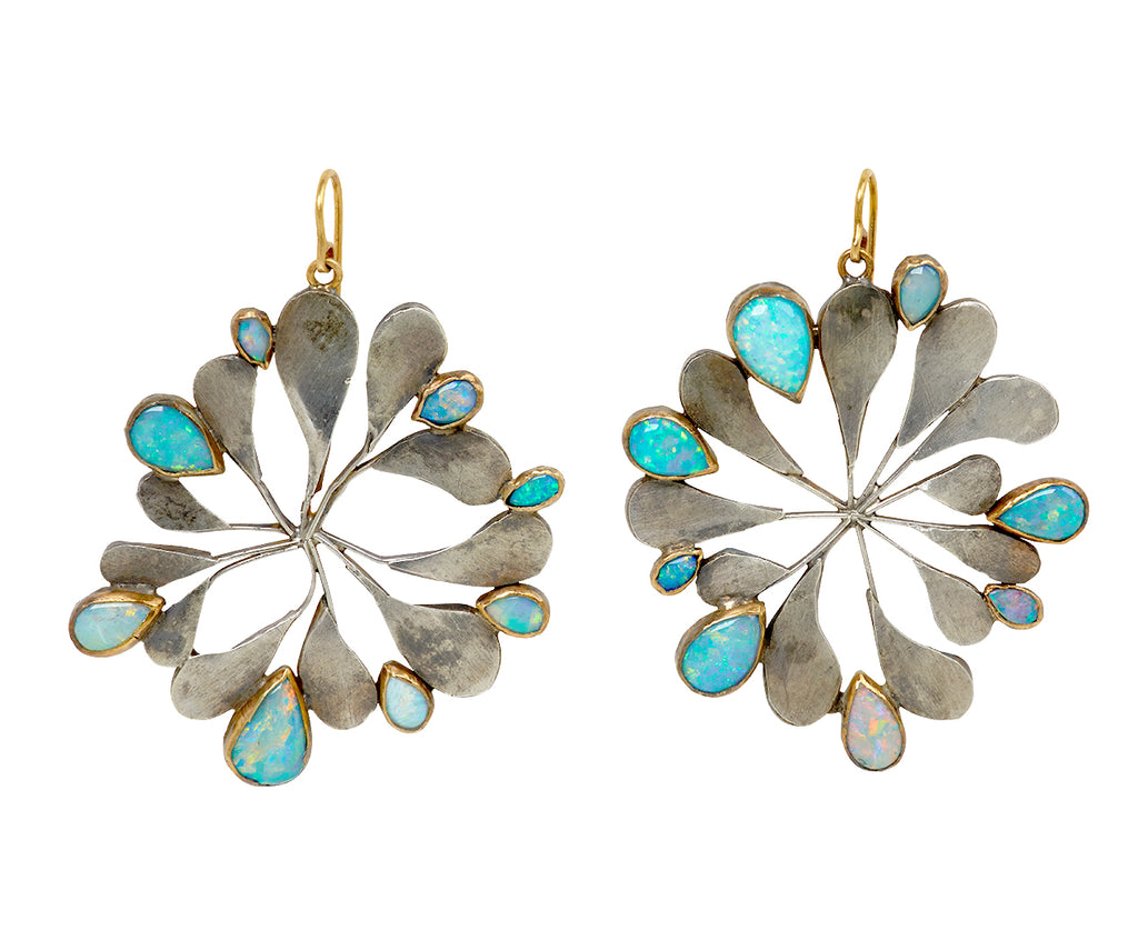 Silver and Opal Seaweed Earrings
