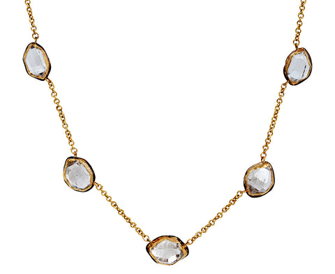 Five Herkimer Diamond Chain Necklace