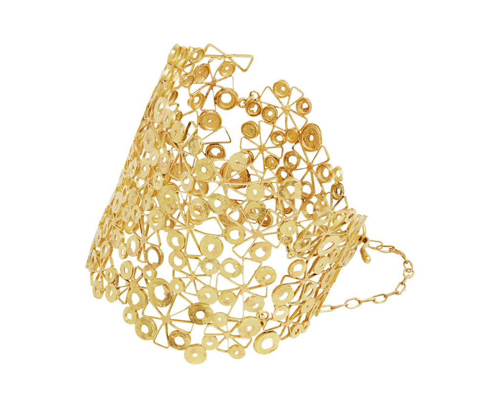 Judy Geib Holes with Discs and Stars Cuff Bracelet Side