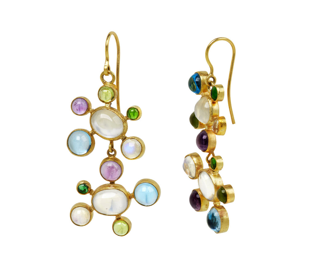 Moonstone and Mutli Gem Playful Earrings