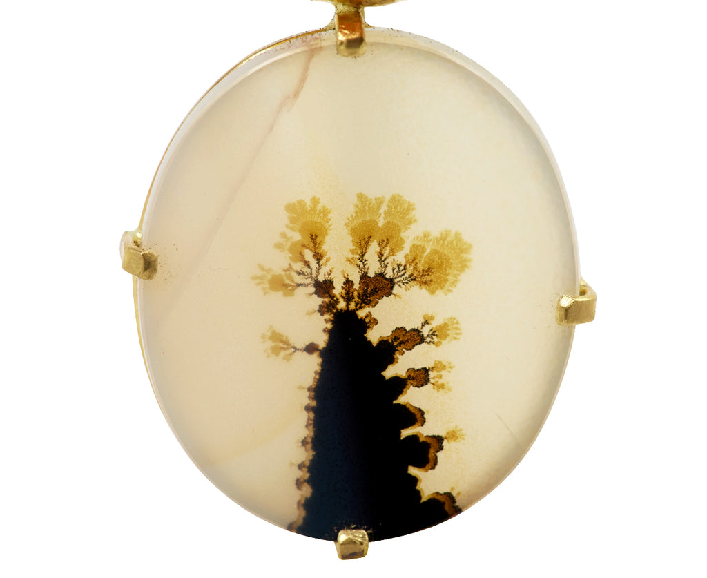 Fire Opal and Tanzanite Mineral Life Dendritic Agate Pin