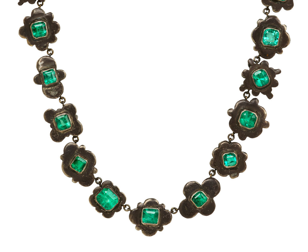Emerald and Silver Medieval Folkloric Necklace