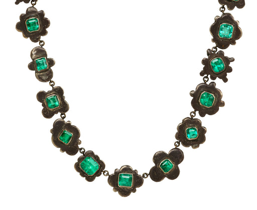 Emerald and Silver Medieval Folkloric Necklace