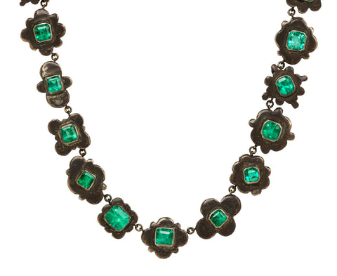Emerald and Silver Medieval Folkloric Necklace