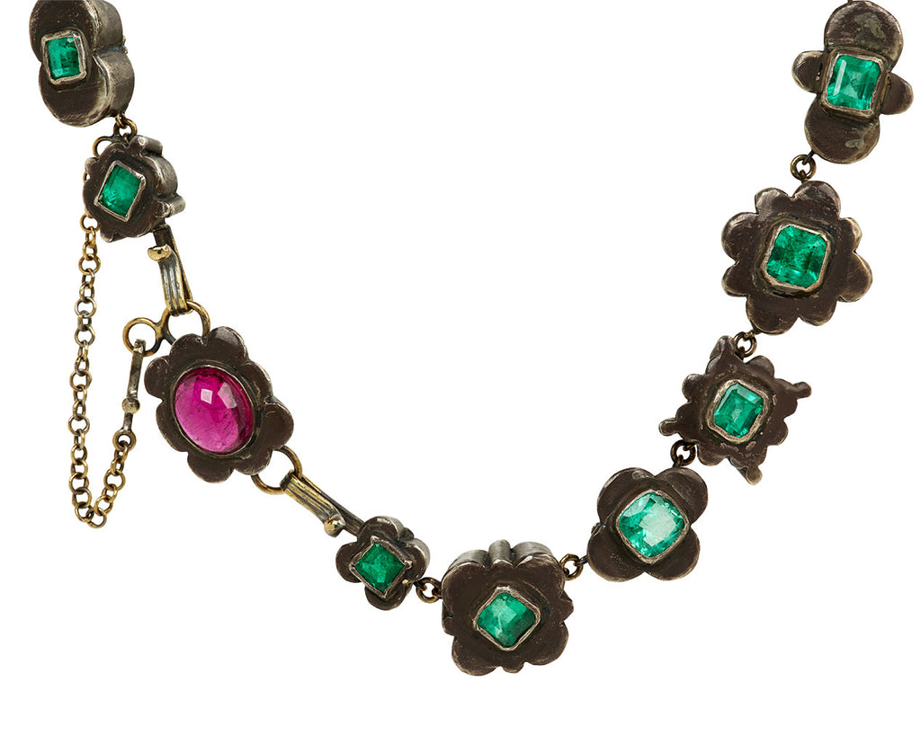 Emerald and Silver Medieval Folkloric Necklace