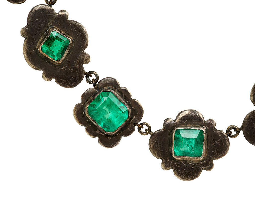 Emerald and Silver Medieval Folkloric Necklace