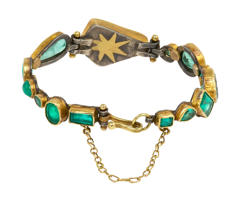 Trapezoid Boulder Opal and Emerald Bracelet