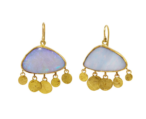 Fan Shaped Opal Gold Squash Earrings