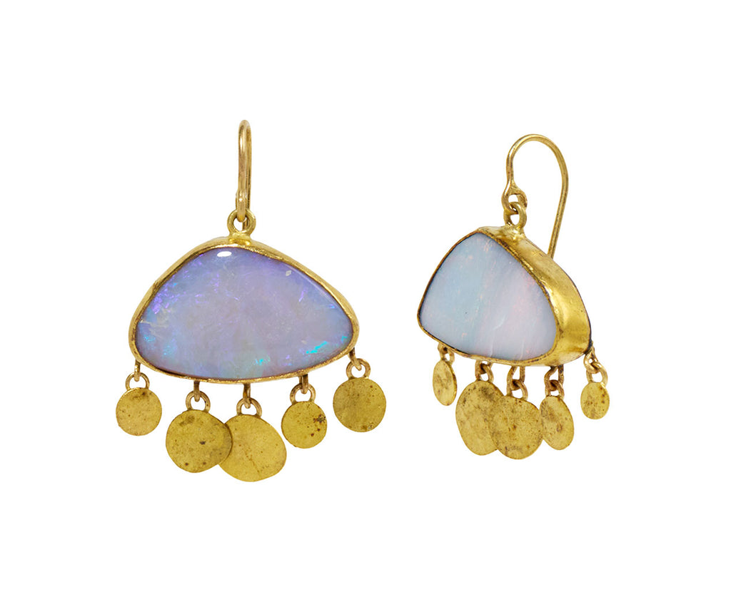 Fan Shaped Opal Gold Squash Earrings