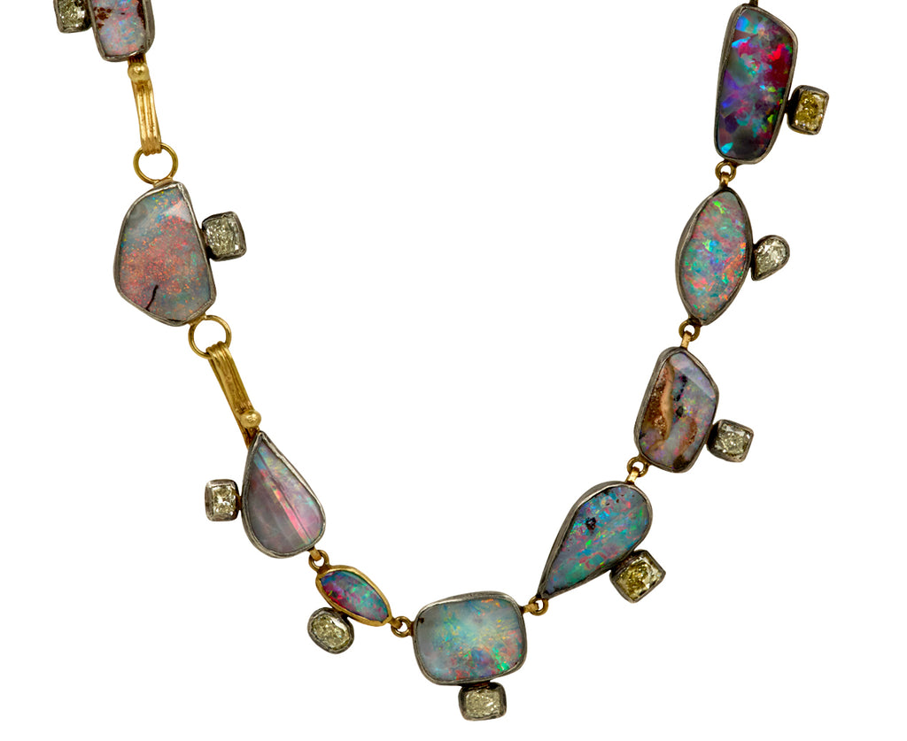 Judy Lovely Flashy Bright Opals and Diamond Necklace - closure