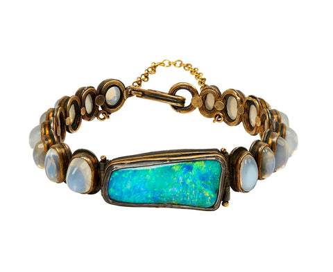 Gorgeous Australian Boulder Opal and Moonstone Bracelet