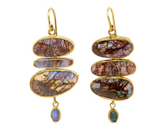 Fossilized Wood Opal Drop Earrings