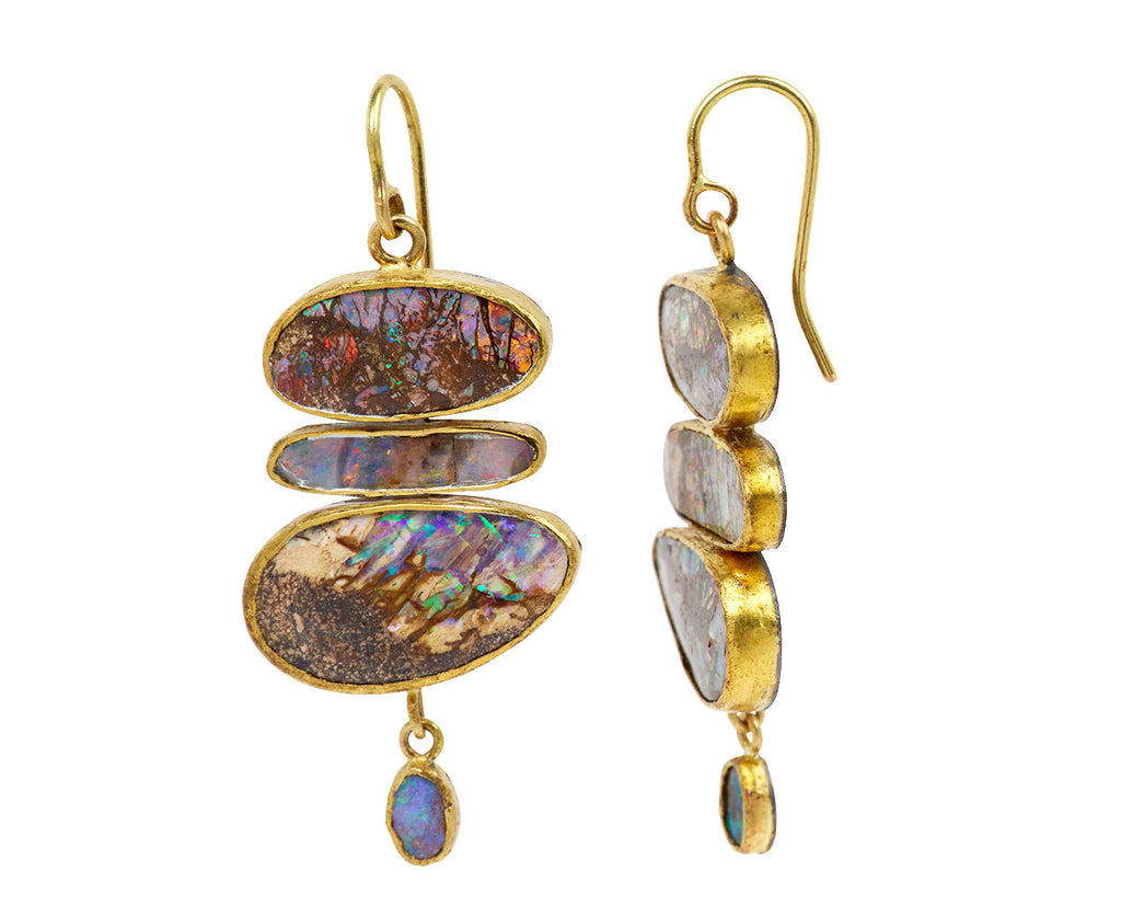 Fossilized Wood Opal Drop Earrings