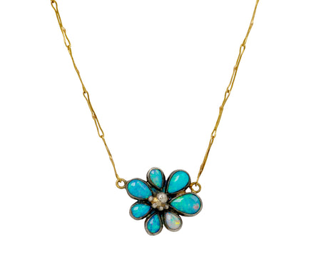 Opal Wildflower Pendant Necklace