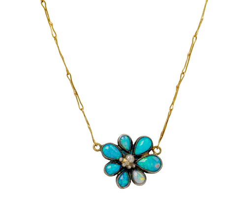 Opal Wildflower Pendant Necklace