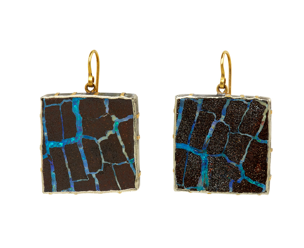 Square Sparkly Koroit Boulder Opal Earrings - TWISTonline 