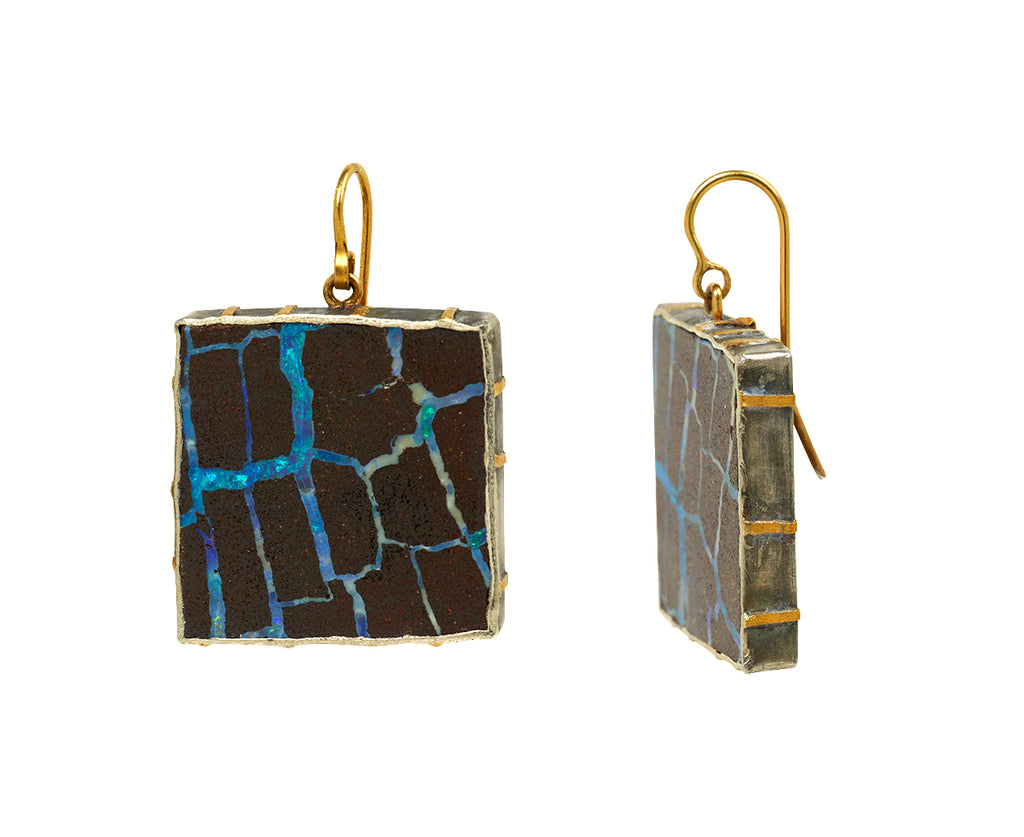 Square Sparkly Koroit Boulder Opal Earrings - TWISTonline 