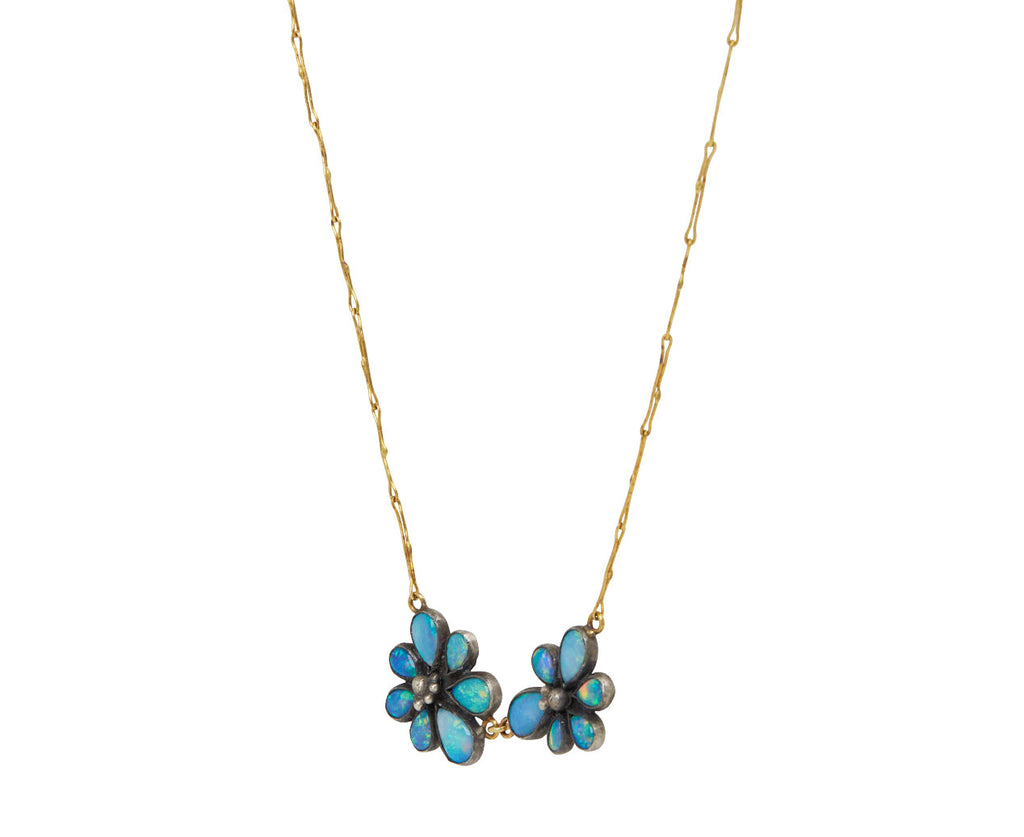 Double Opal Flower Necklace