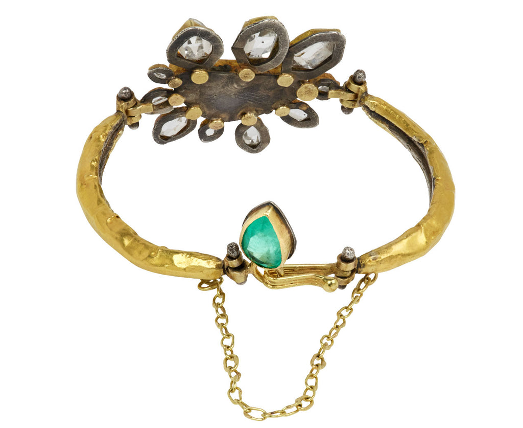 Gorgeous Boulder Opal and Herkimer Flower Cuff Bracelet
