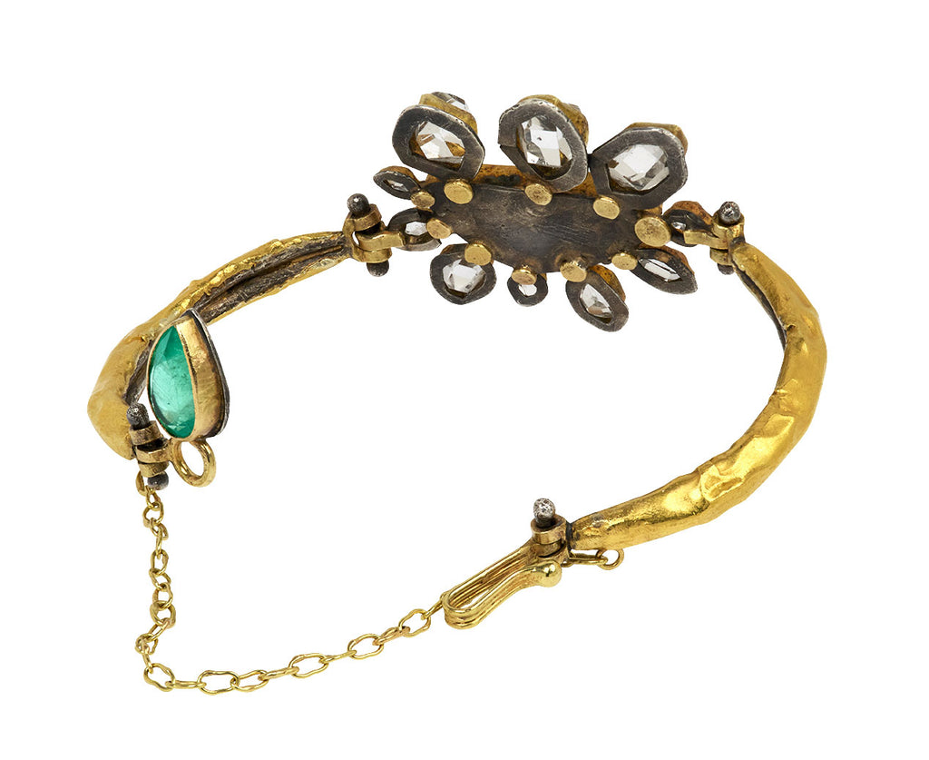 Gorgeous Boulder Opal and Herkimer Flower Cuff Bracelet