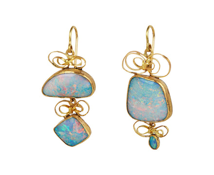 Judy Geib Sparkly Opal Double Drop Bow Earrings
