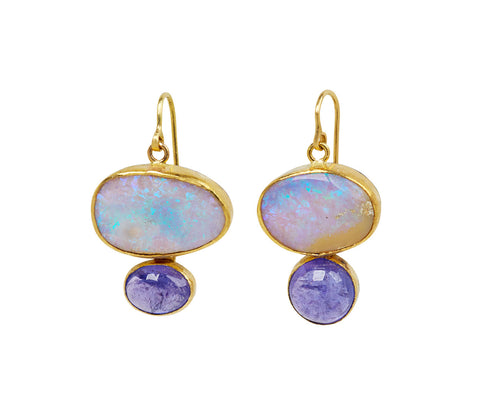 Dreamy Opal and Tanzanite Earrings