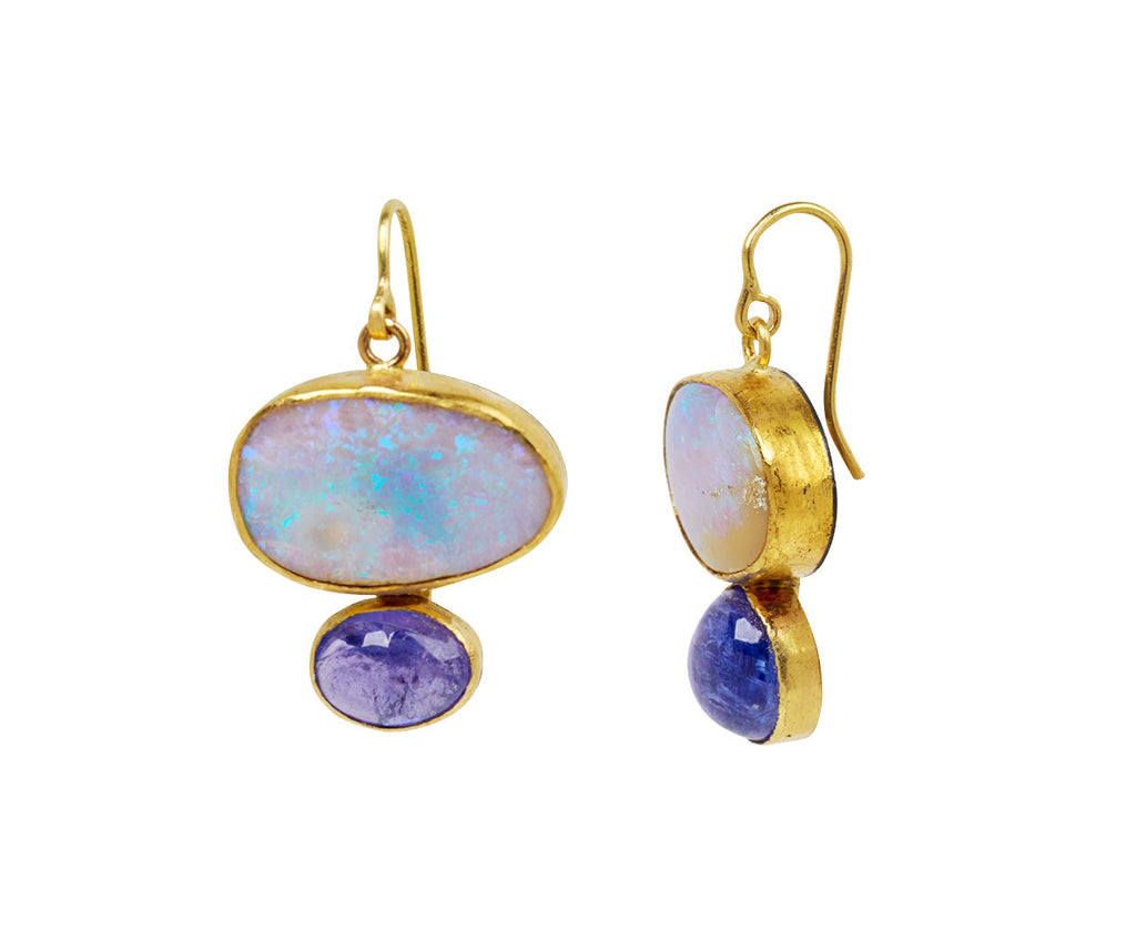 Dreamy Opal and Tanzanite Earrings