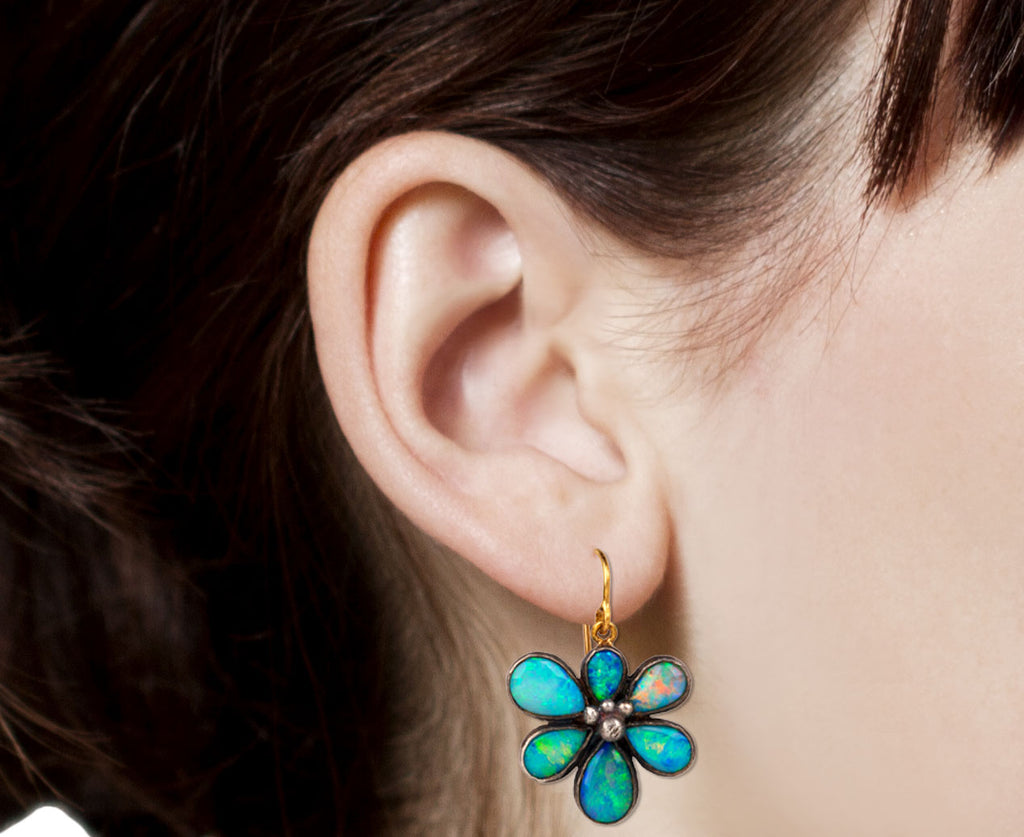 Large Opal Wildflower Earrings