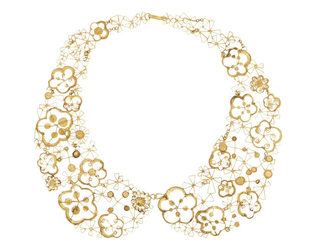 Judy Geib Squash Flower Pinwheel Peter Pan Collar Necklace Backl