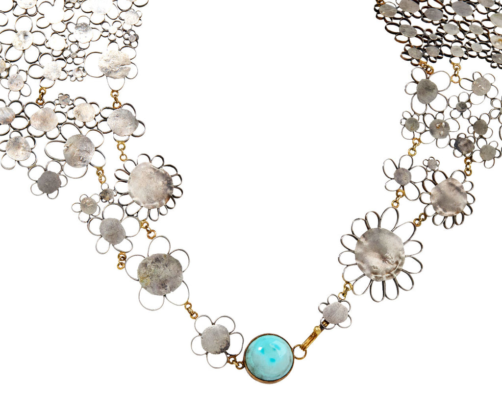 Flowery Peter Pan Collar with Turquoise