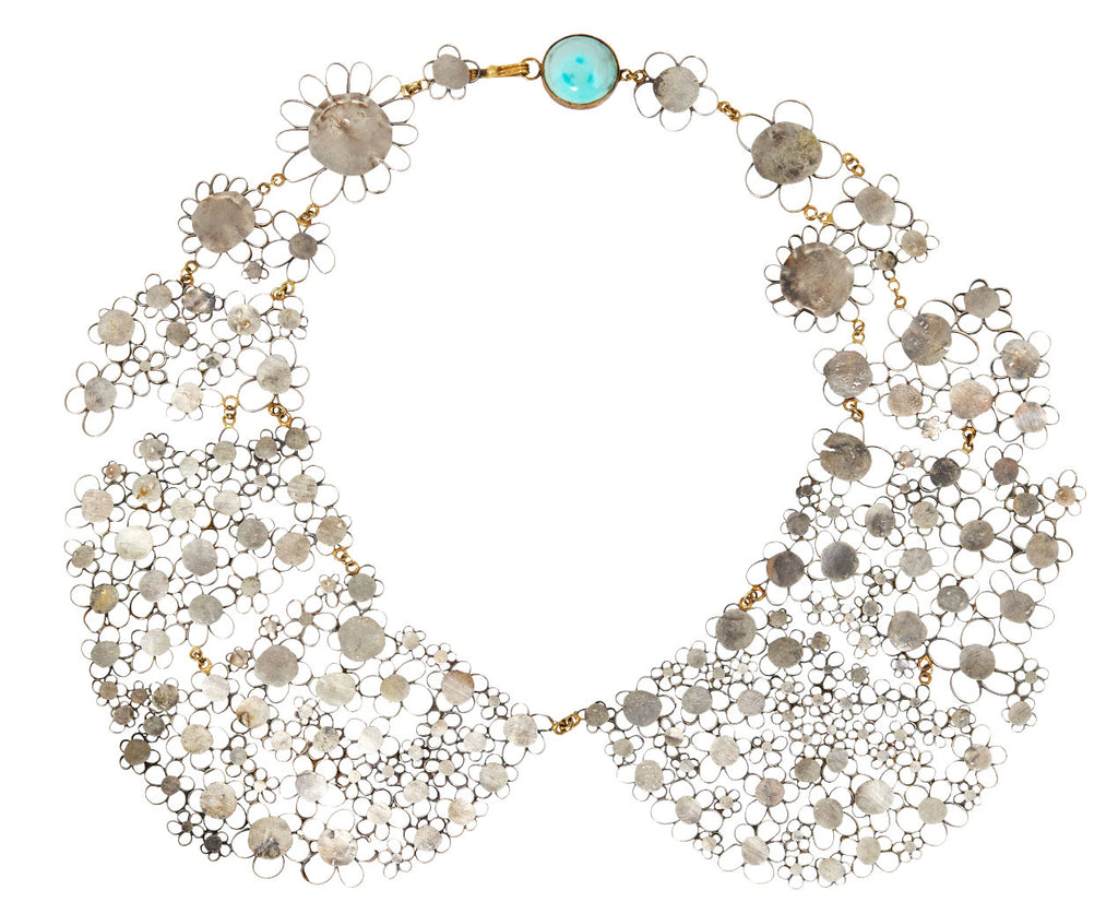Flowery Peter Pan Collar with Turquoise