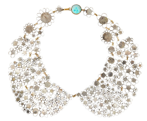 Flowery Peter Pan Collar with Turquoise
