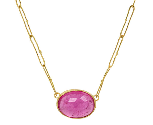 Lovely Oval Pink Tourmaline Echo Necklace