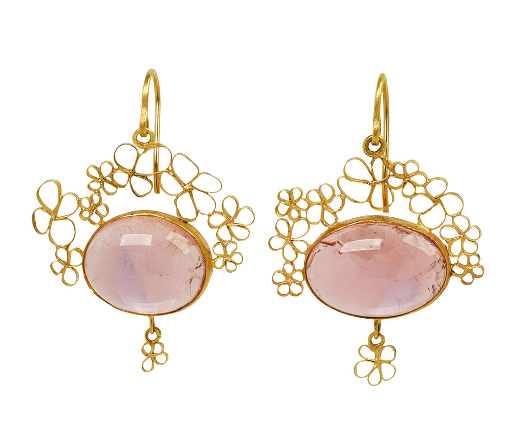 Pink Tourmaline Flowery Filigree Earrings - TWISTonline 
