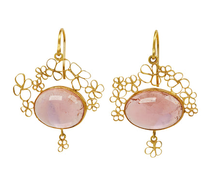 Pink Tourmaline Flowery Filigree Earrings - TWISTonline 